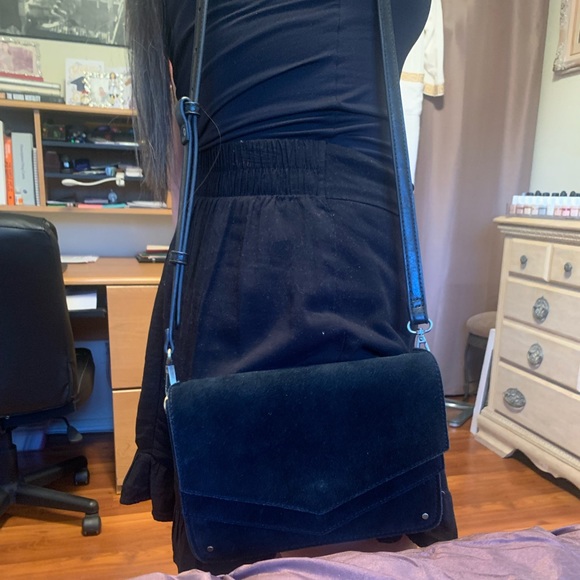 Leather and Suede Clutch with Shoulder Strap - Picture 1 of 9